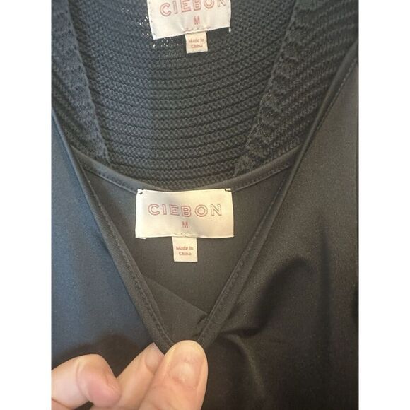 Ciebon Sweater Tank Dress M Black Knit Midi Slip Liner Sleeveless - Picture 8 of 9